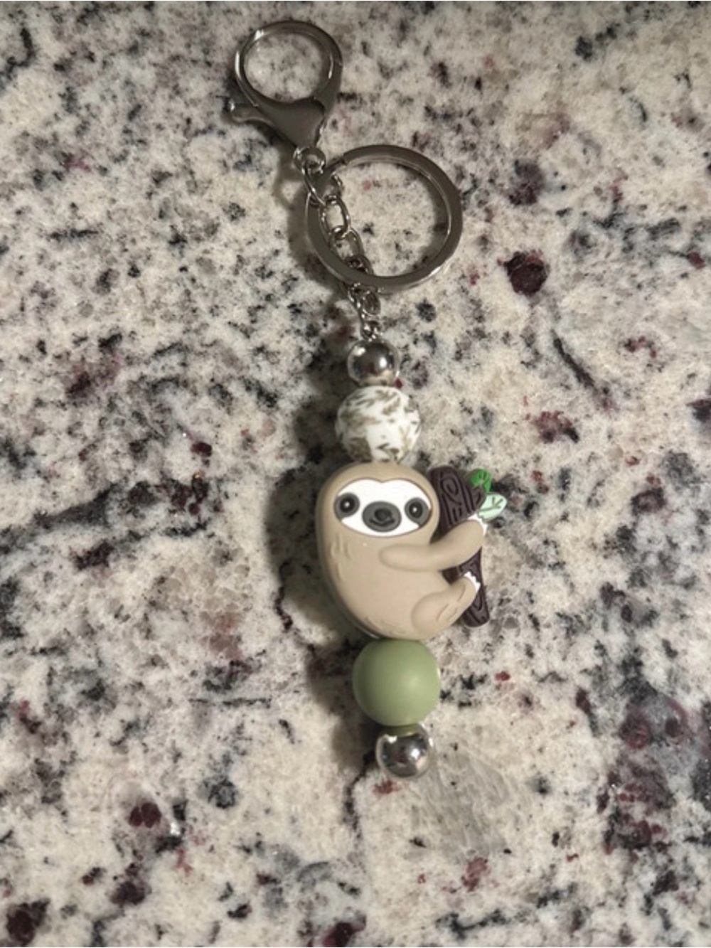 Sloth Keychain Charm Accessory in Beige and Green